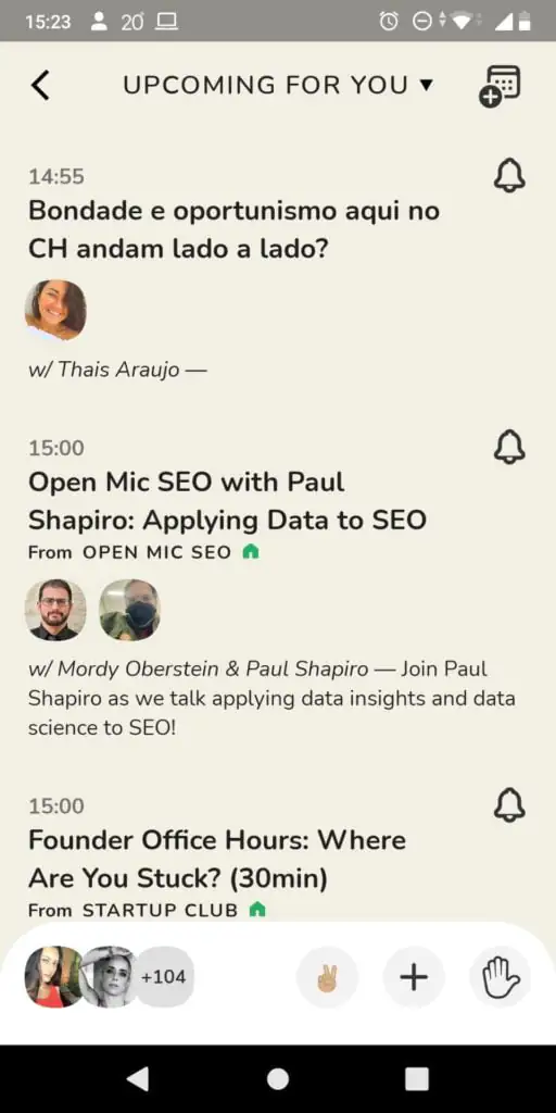 Clubhouse com sua agenda